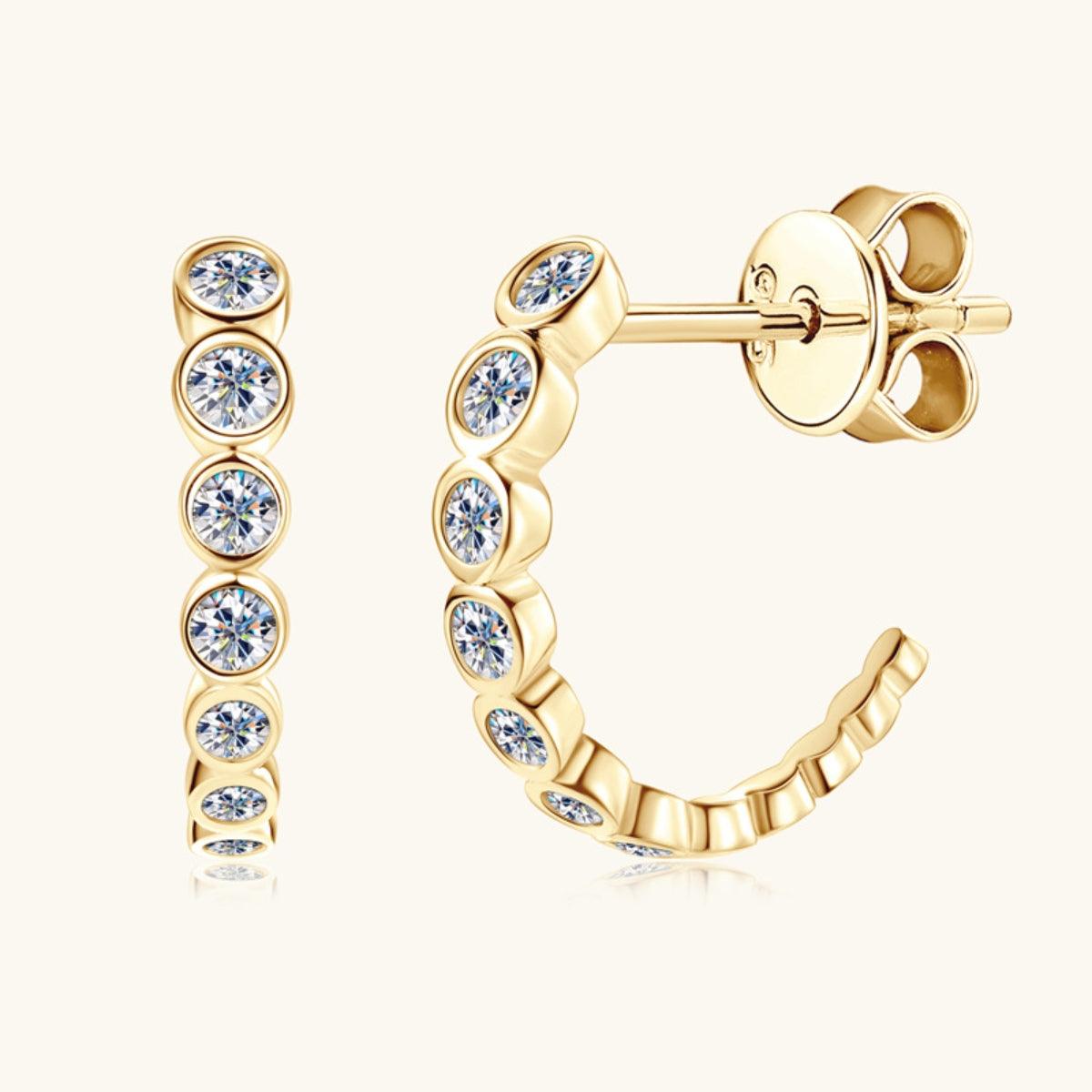 Inlaid Moissanite 925 Sterling Silver C-Hoop Earrings Carauana Store