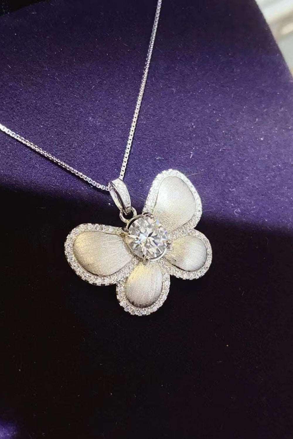 1 Carat Moissanite Butterfly Pendant Necklace Carauana Store