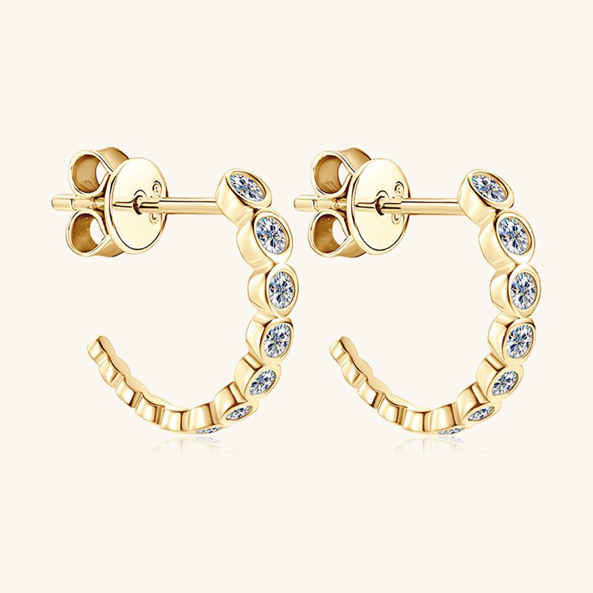 Inlaid Moissanite 925 Sterling Silver C-Hoop Earrings Carauana Store