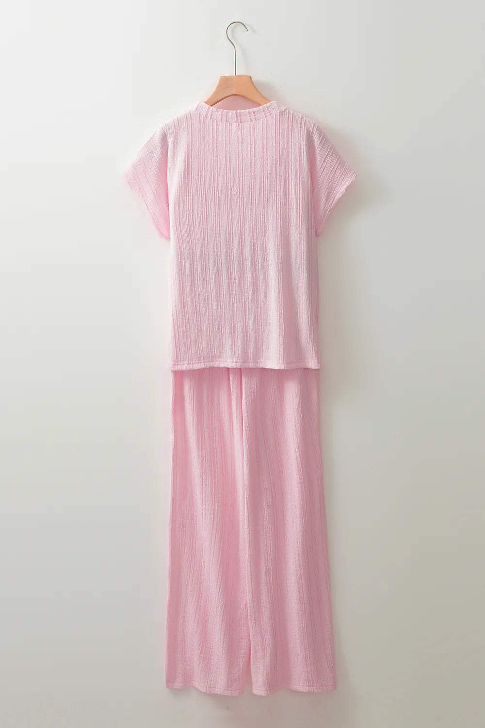 Textured Short Sleeve Top and Pocketed Wide Leg Pants Carauana Store