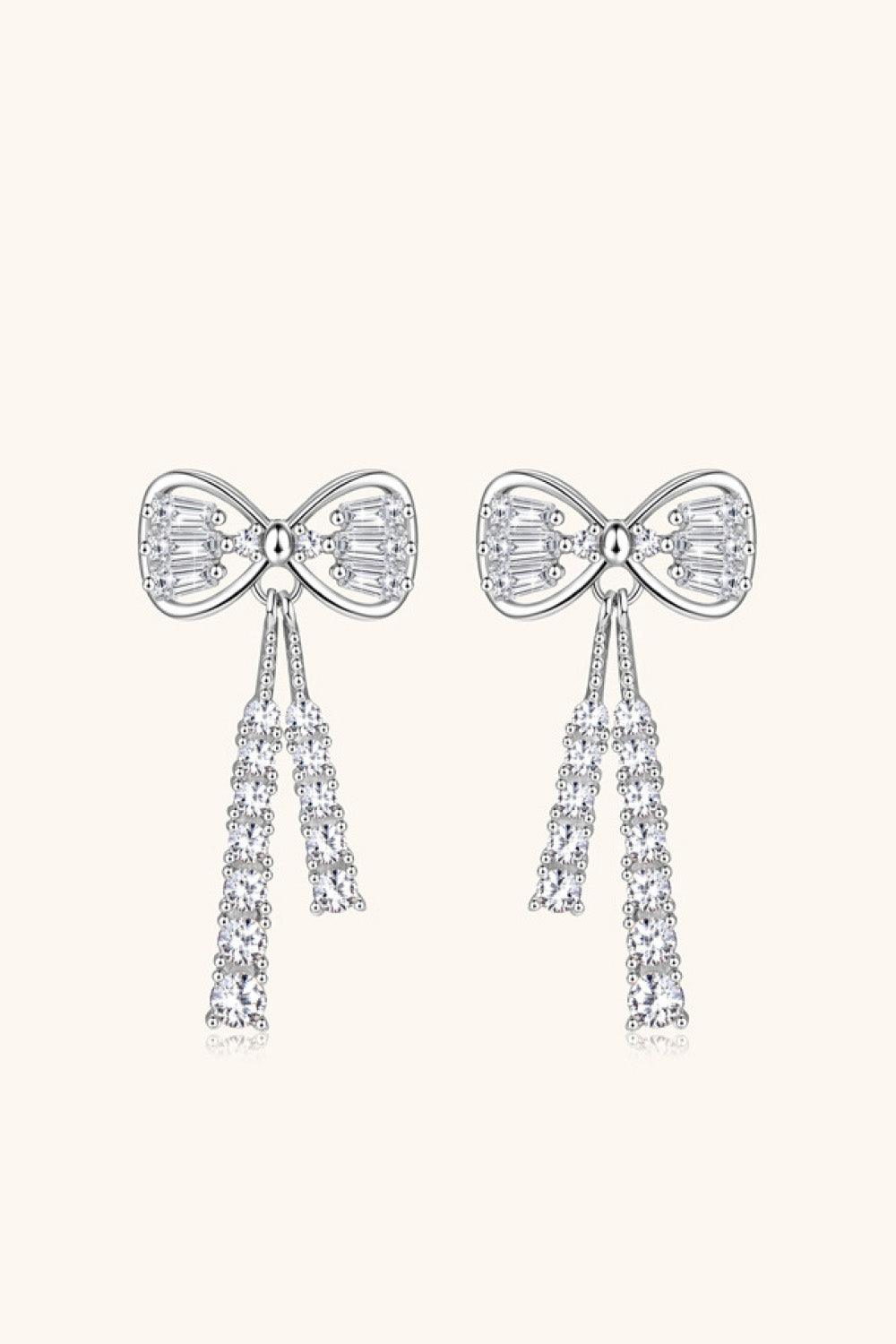 1.12 Carat Moissanite 925 Sterling Silver Bow Earrings Carauana Store