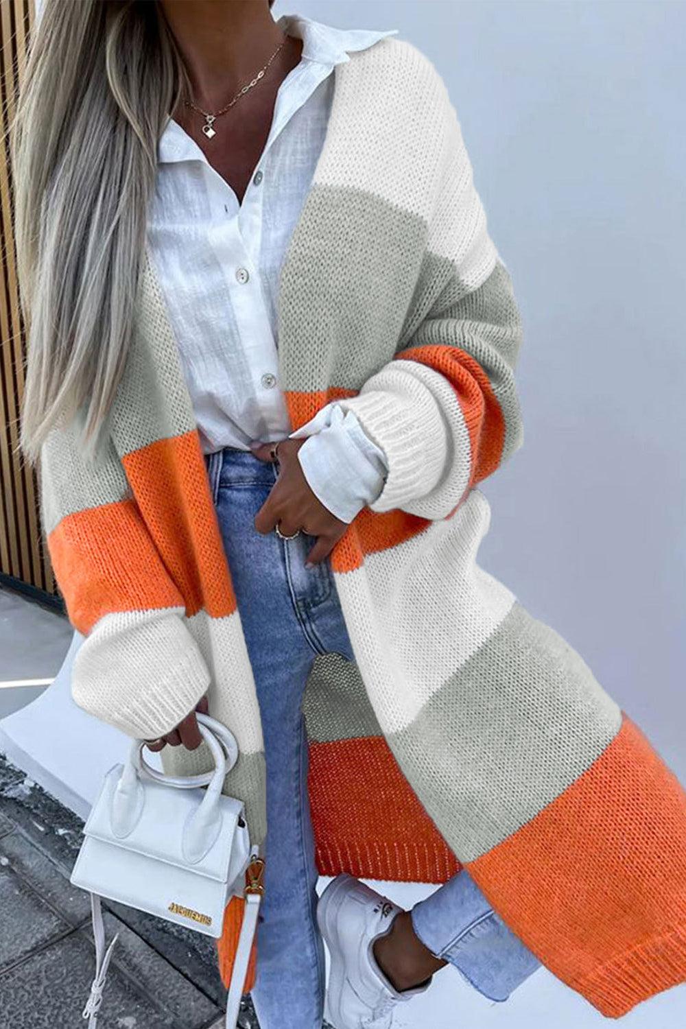 Color Block Open Front Duster Cardigan Carauana Store