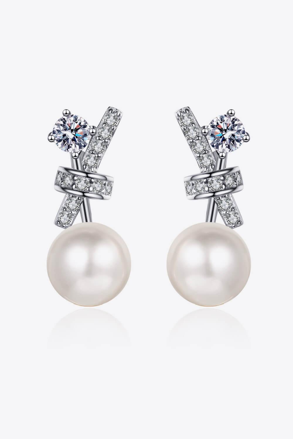 Pearl Moissanite Stud Earrings Carauana Store
