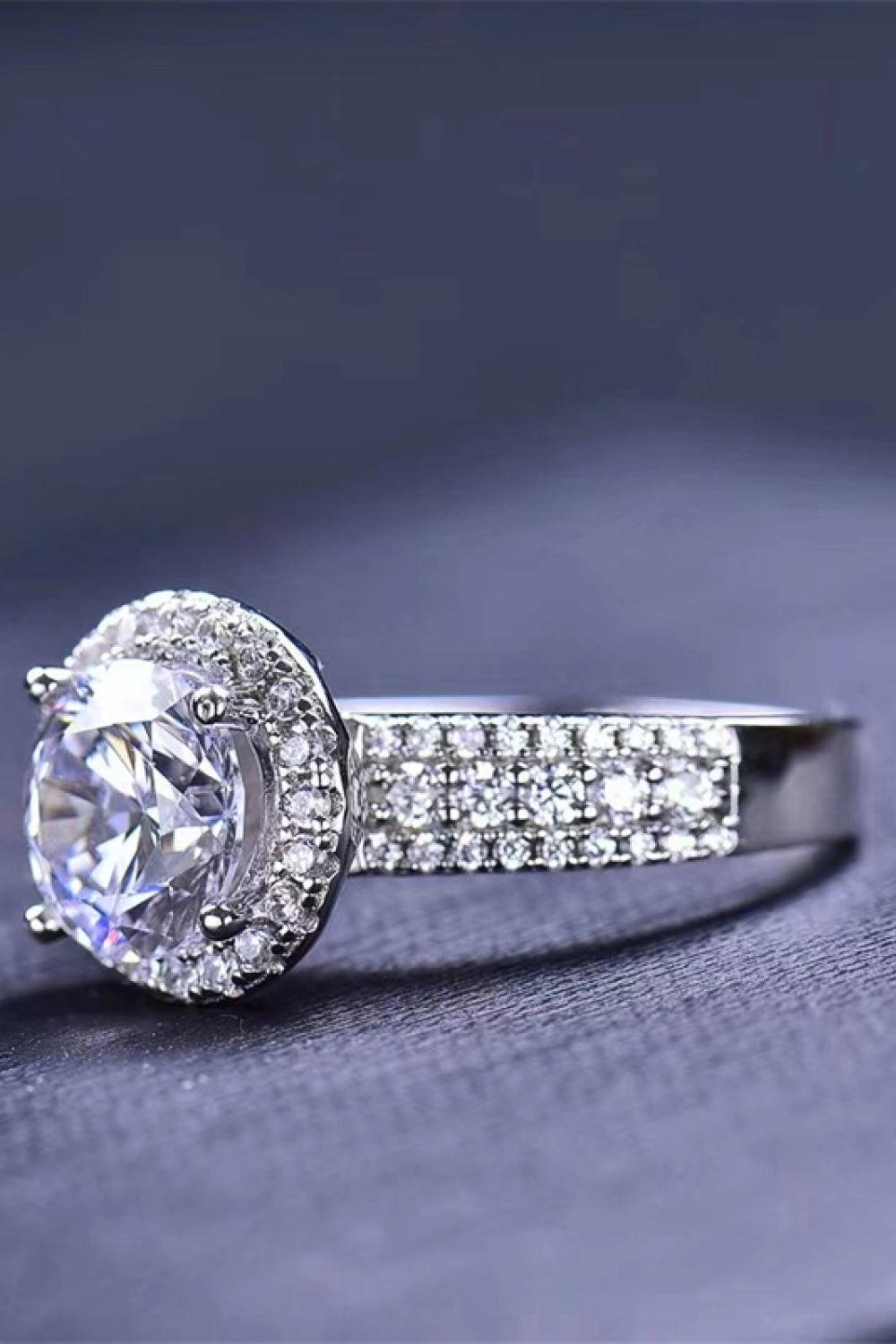 Four-Prong 2 Carat Moissanite Round Ring Carauana Store