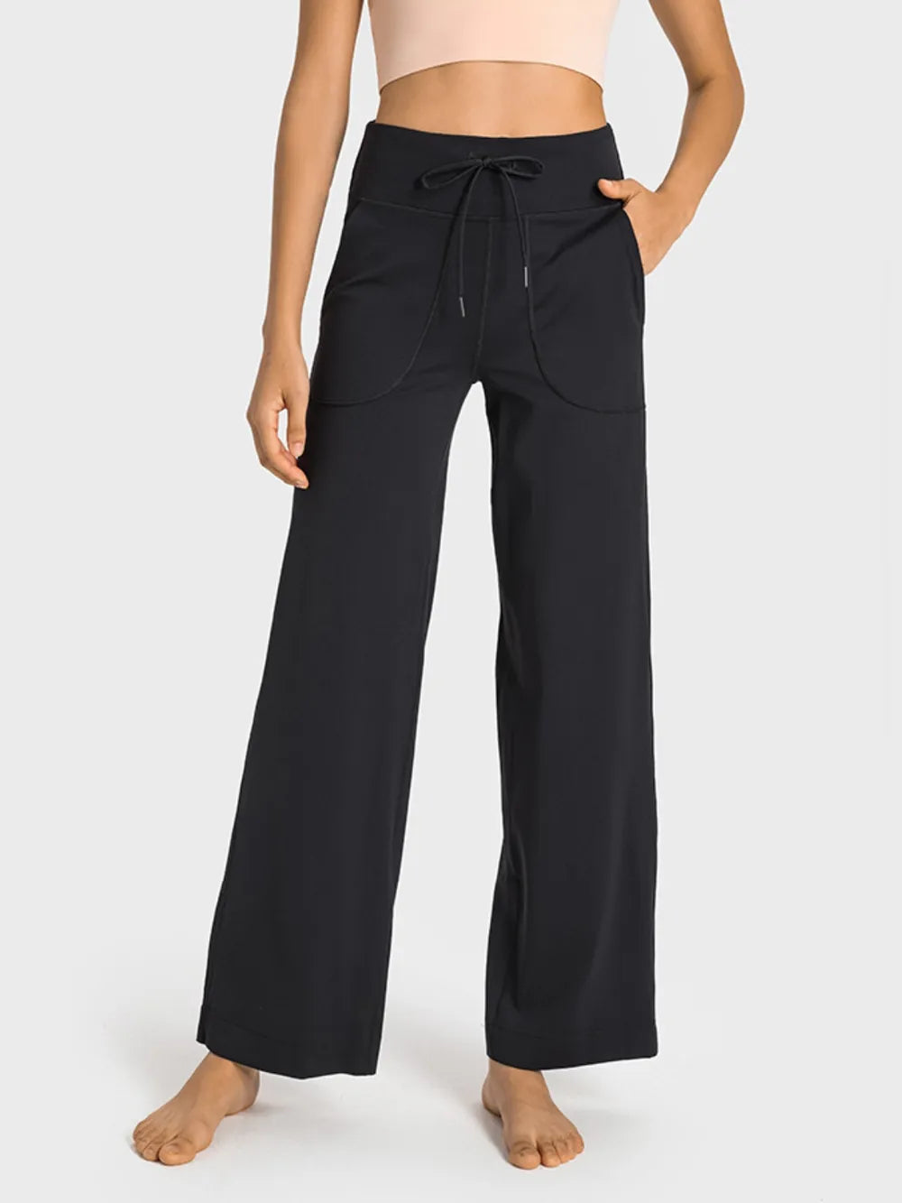 Millennia Drawstring Waist Wide Leg Sports Pants with Pockets Carauana Store