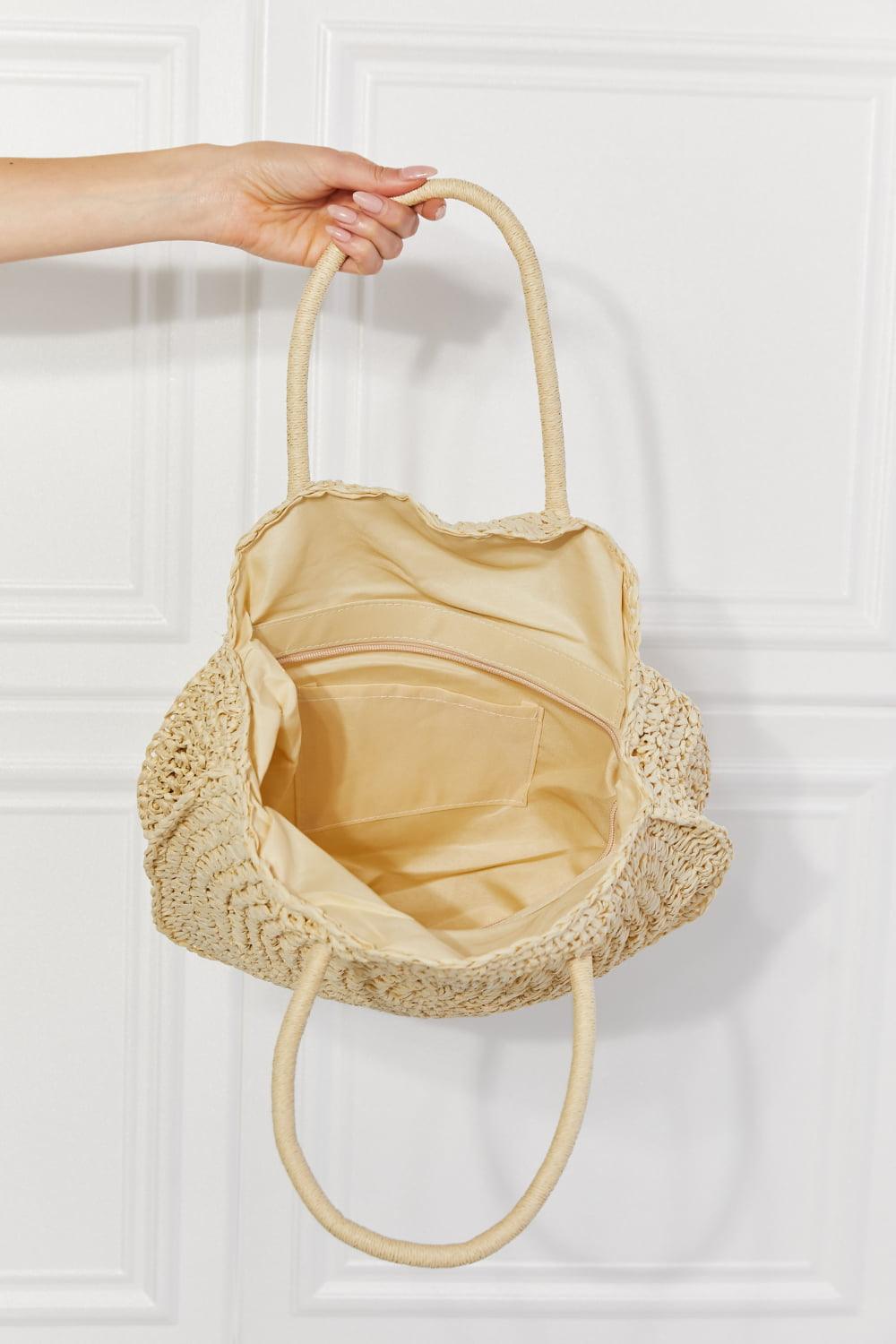 Justin Taylor Beach Date Straw Rattan Handbag in Ivory Carauana Store