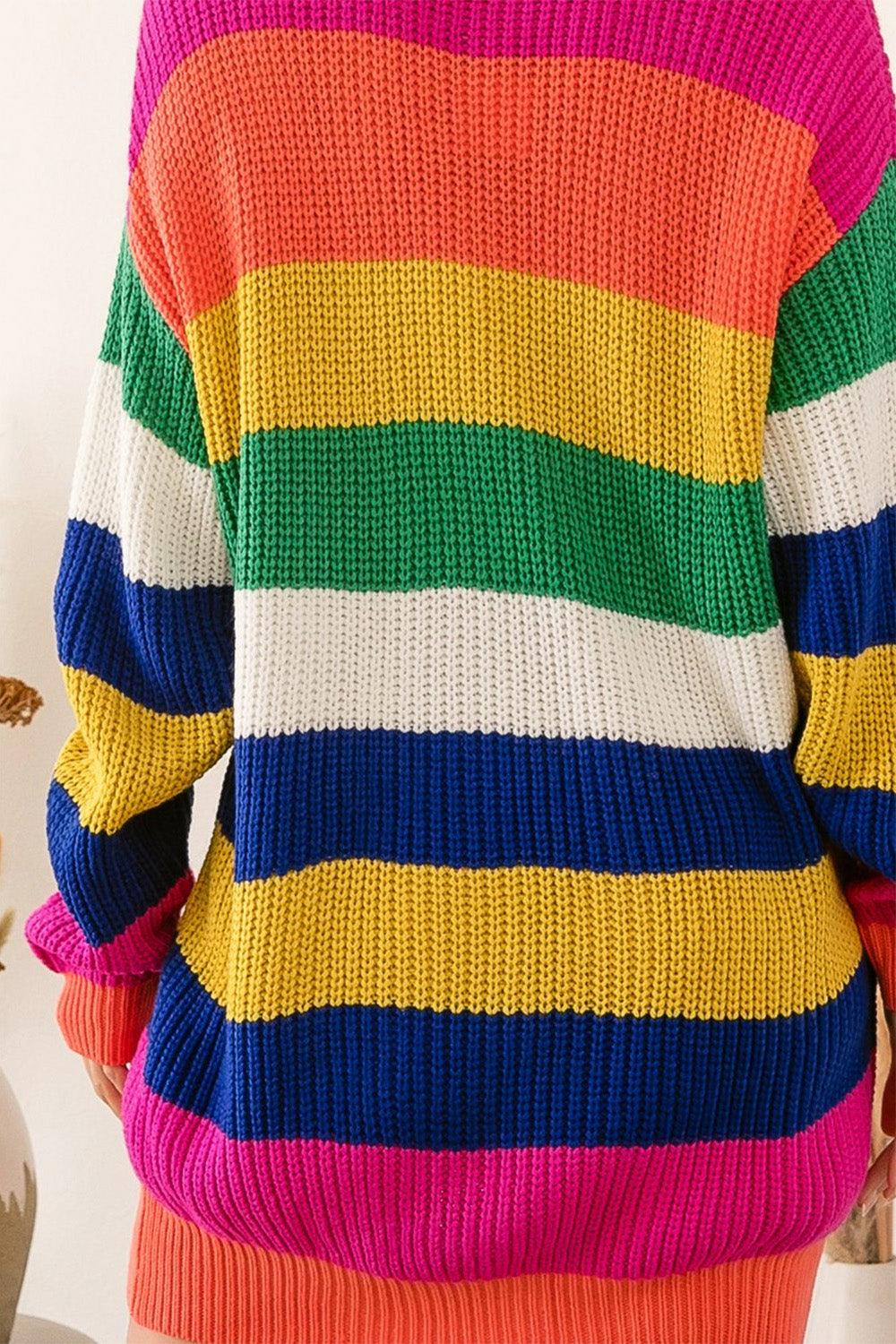 Striped Button Down Longline Cardigan Carauana Store