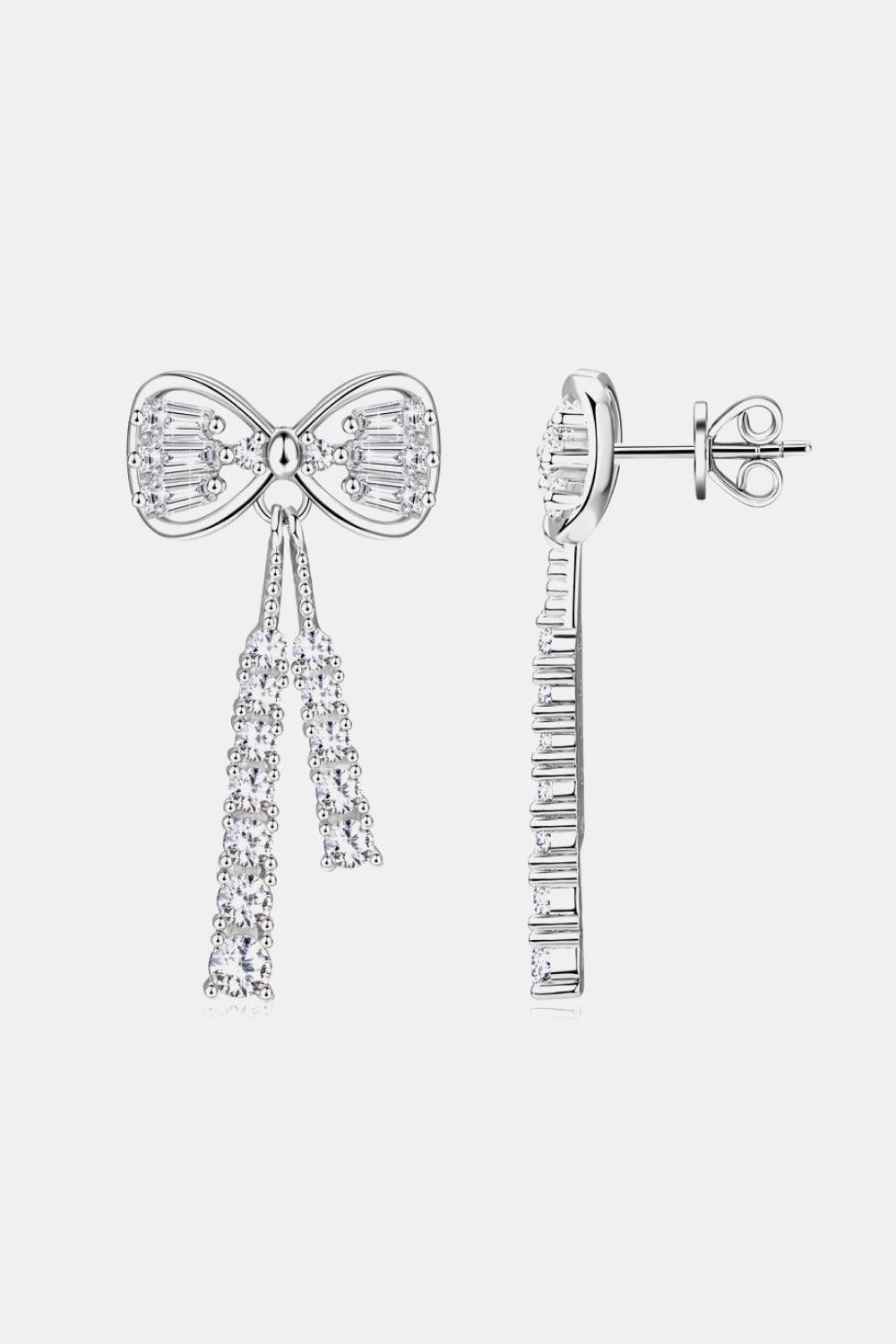 1.12 Carat Moissanite 925 Sterling Silver Bow Earrings Carauana Store