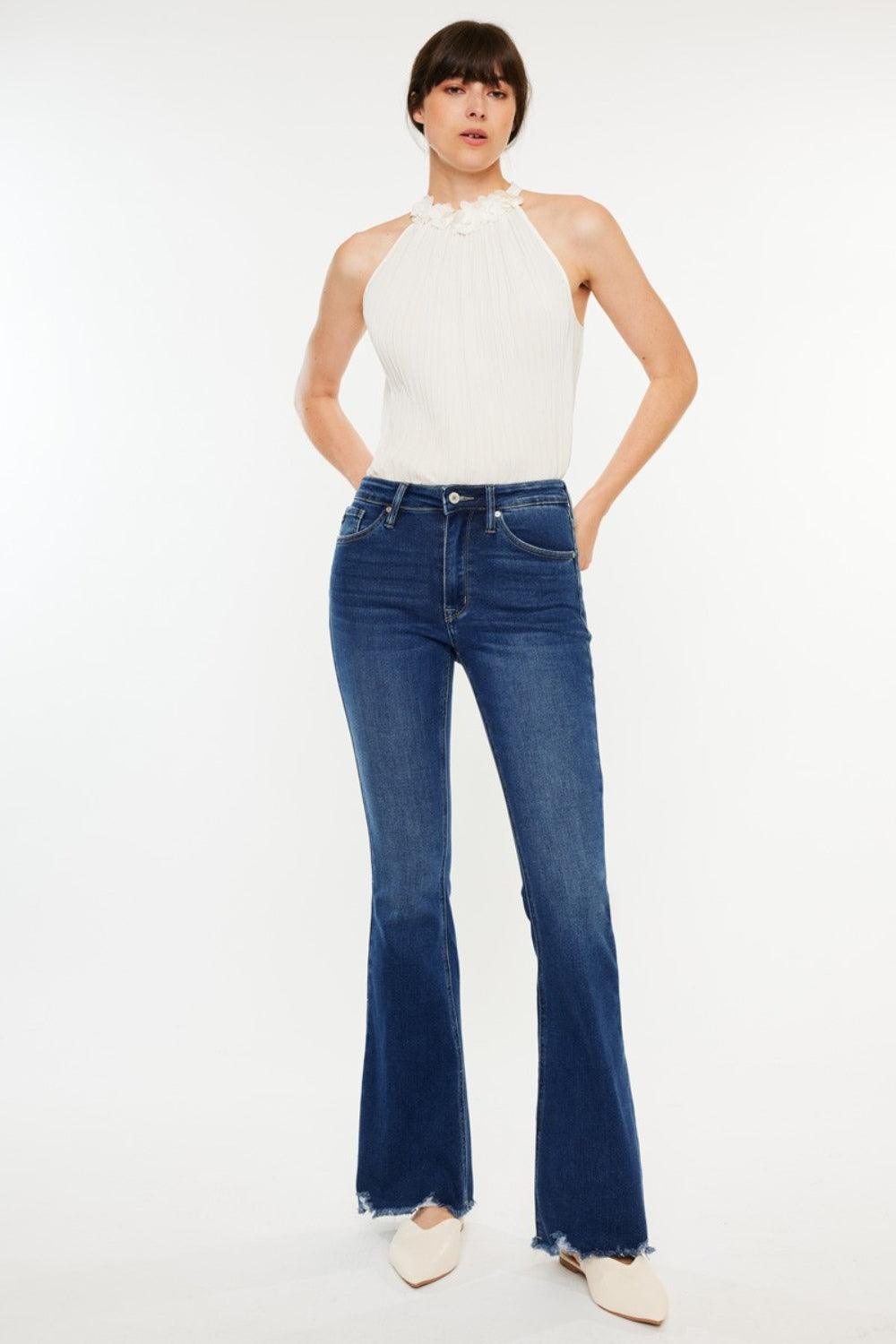 Kancan Cat's Whiskers Raw Hem Flare Jeans Carauana Store