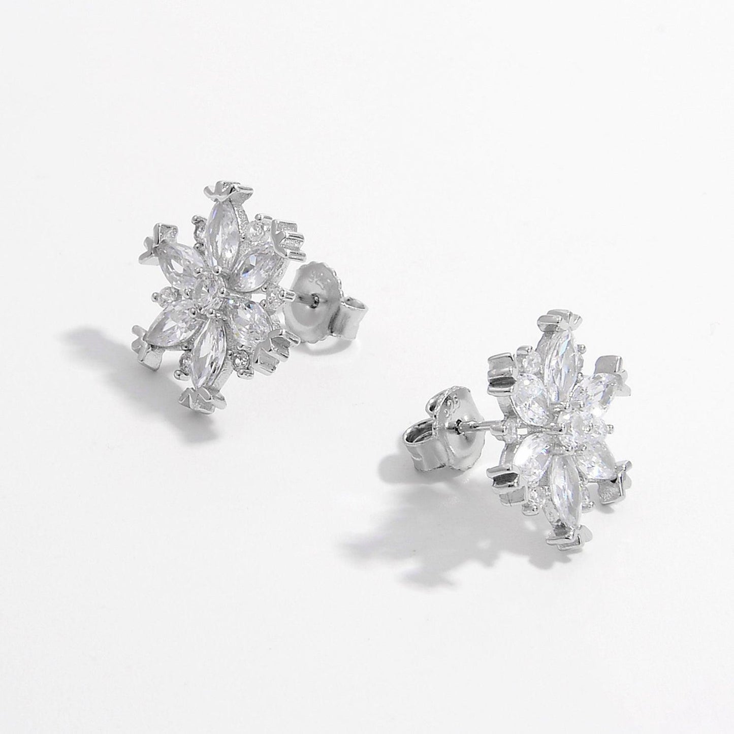 925 Sterling Silver Zircon Snowflake Earrings Carauana Store