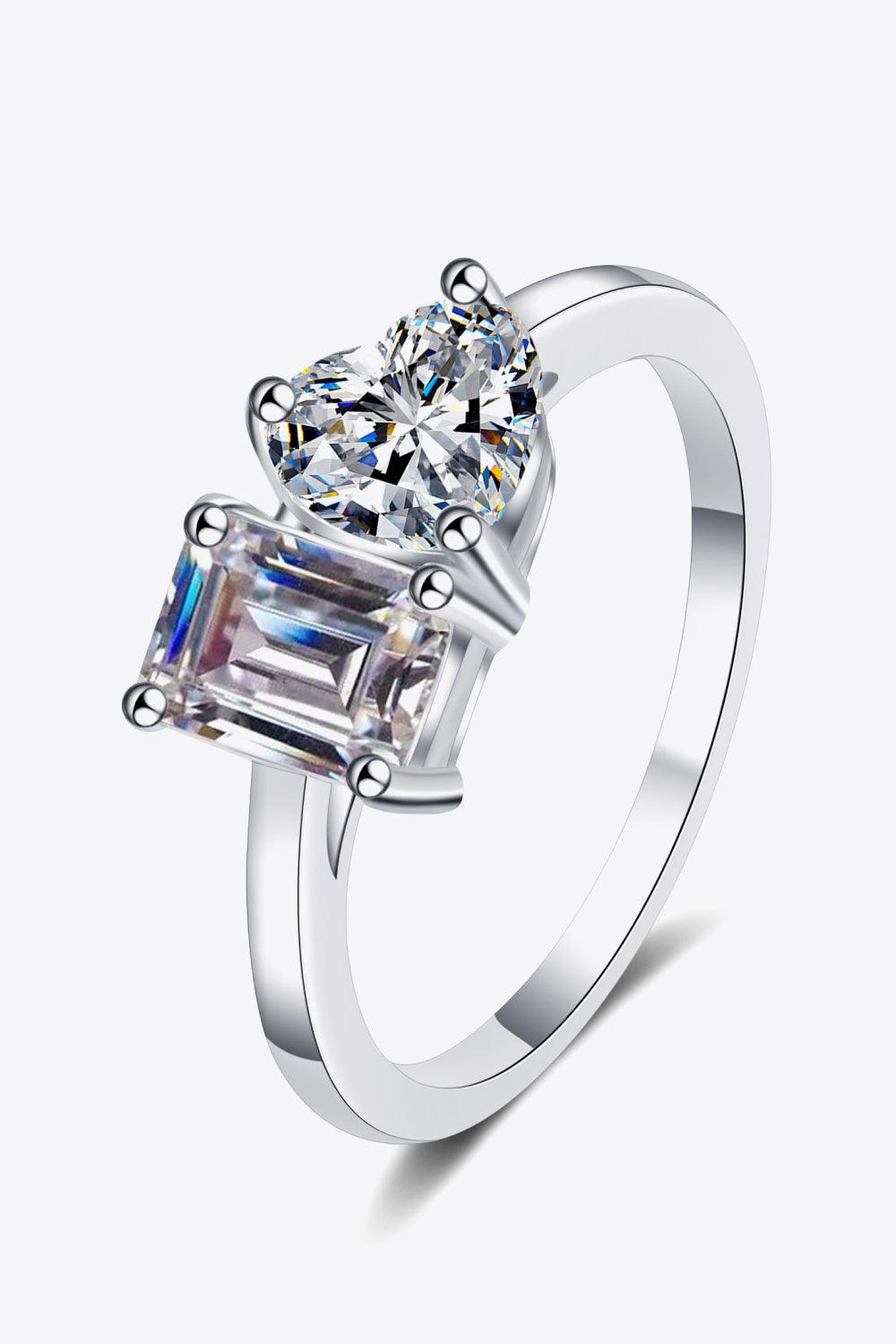 Rhodium-Plated 2 Carat Moissanite Ring Carauana Store