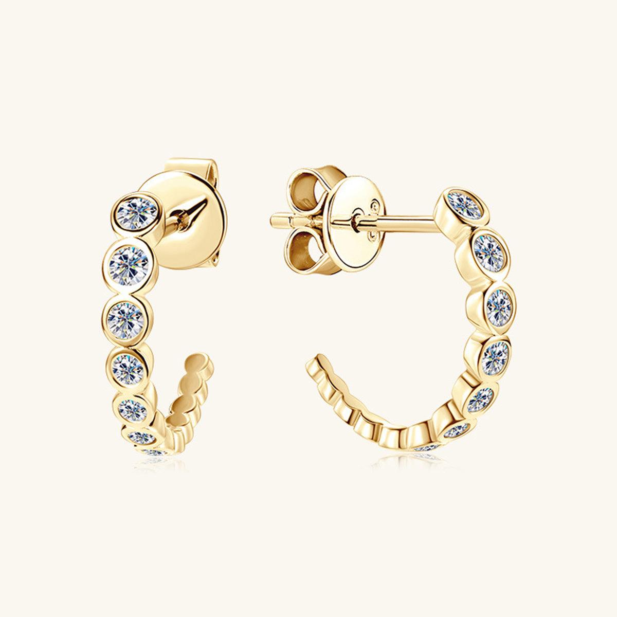 Inlaid Moissanite 925 Sterling Silver C-Hoop Earrings Carauana Store