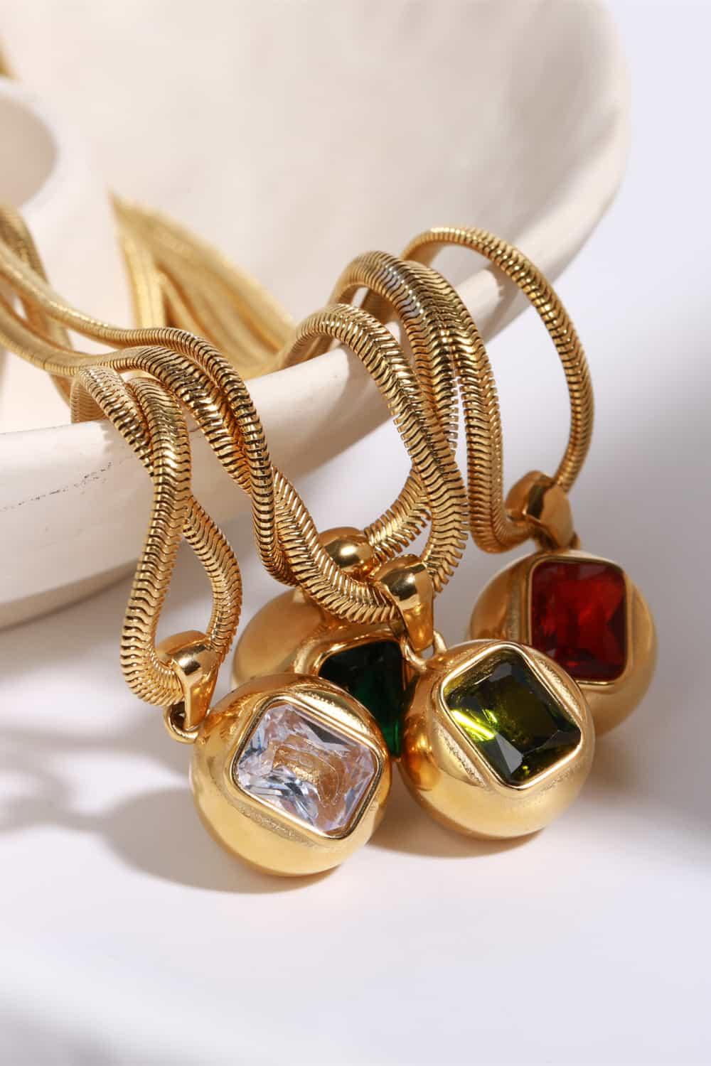 Zircon 18K Gold-Plated Geometrical Shape Pendant Necklace Carauana Store