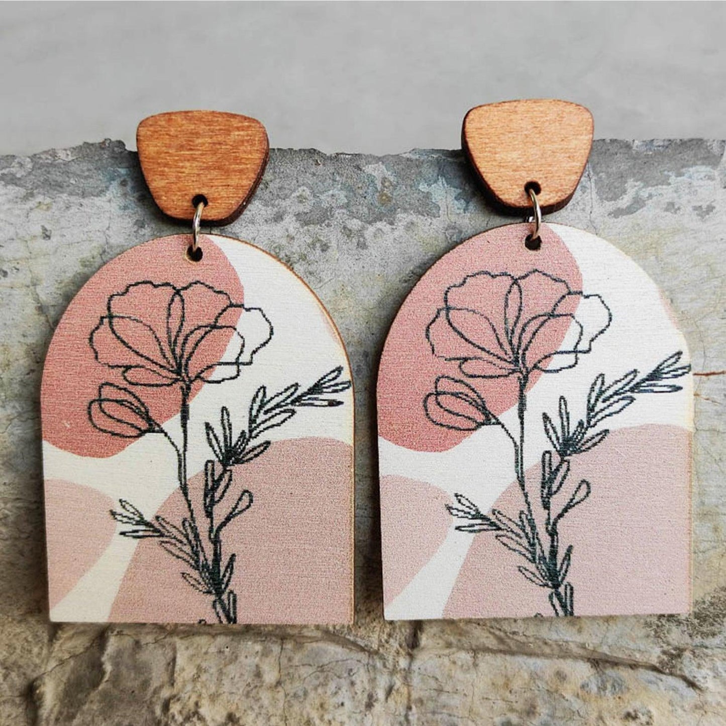 Geometrical Shape Wooden Drop Earrings Carauana Store