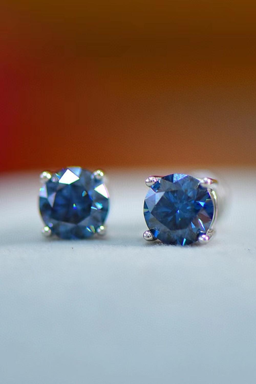 2 Carat Moissanite Four-Prong Platinum-Plated Earrings Carauana Store