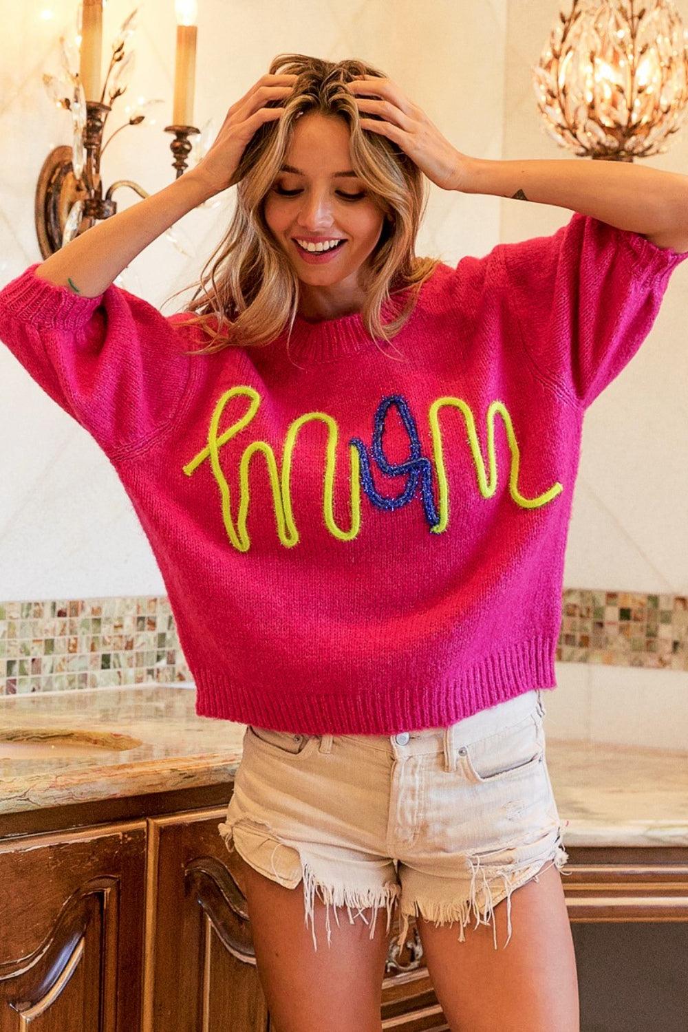 BiBi MOM Contrast Round Neck Sweater Carauana Store