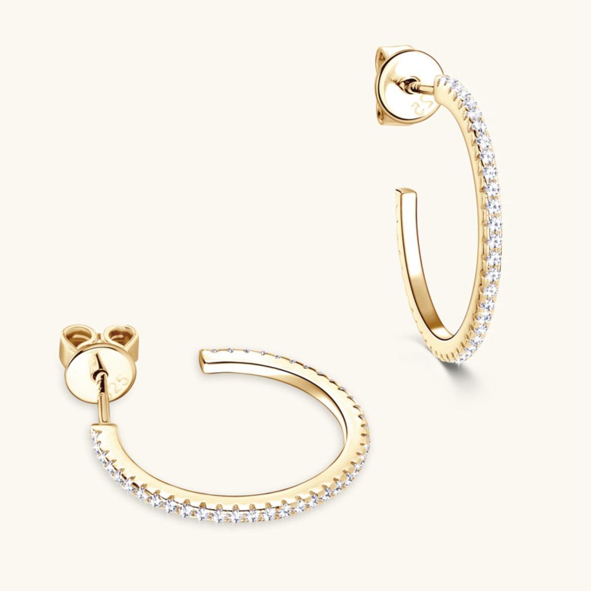 Inlaid Moissanite 925 Sterling Silver C-Hoop Earrings Carauana Store