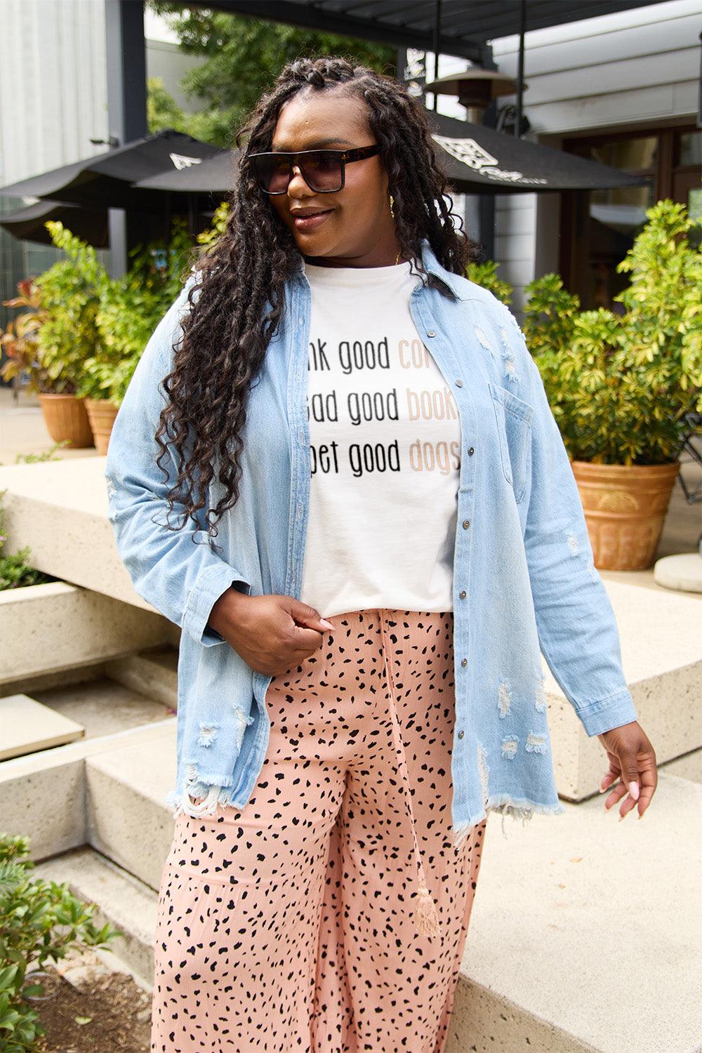 Simply Love Full Size Letter Graphic Round Neck T-Shirt Carauana Store