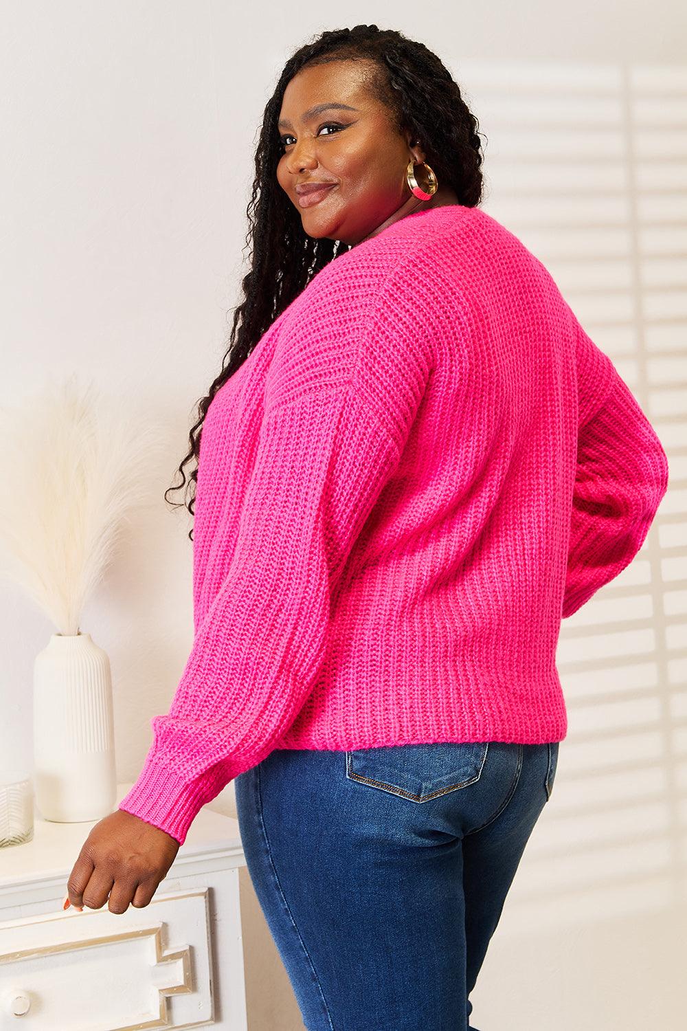 Woven Right Rib-Knit Open Front Drop Shoulder Cardigan Carauana Store