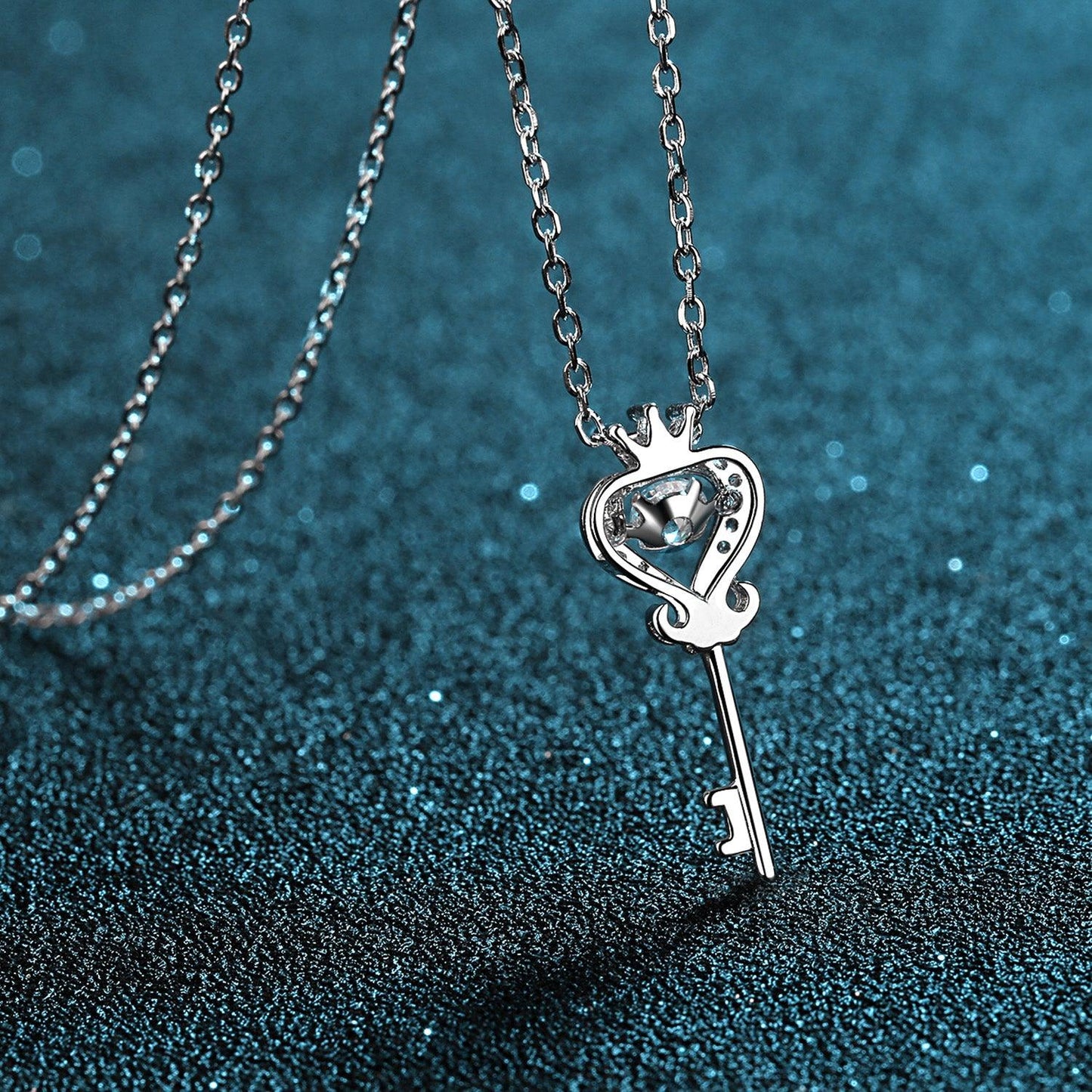 Key Shape Moissanite 925 Sterling Silver Necklace Carauana Store