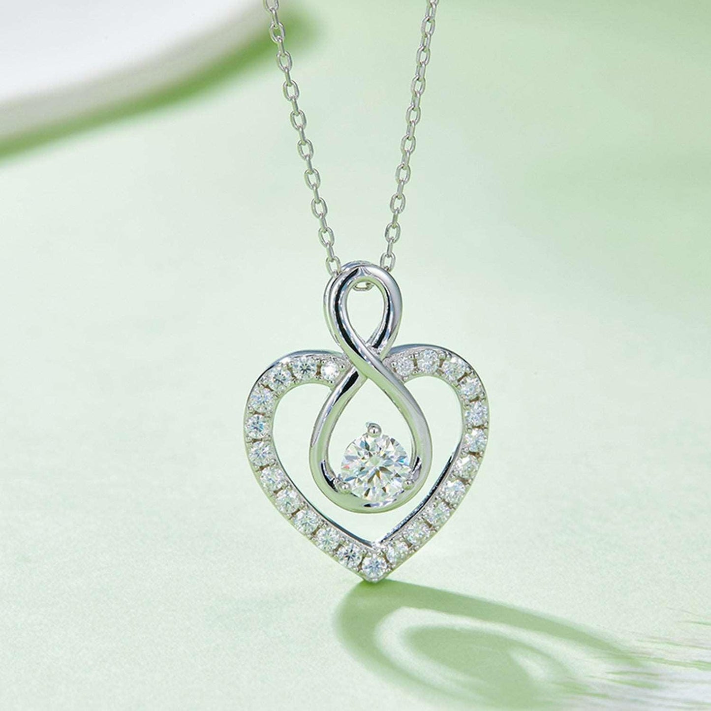 1 Carat Moissanite 925 Sterling Silver Heart Shape Necklace Carauana Store