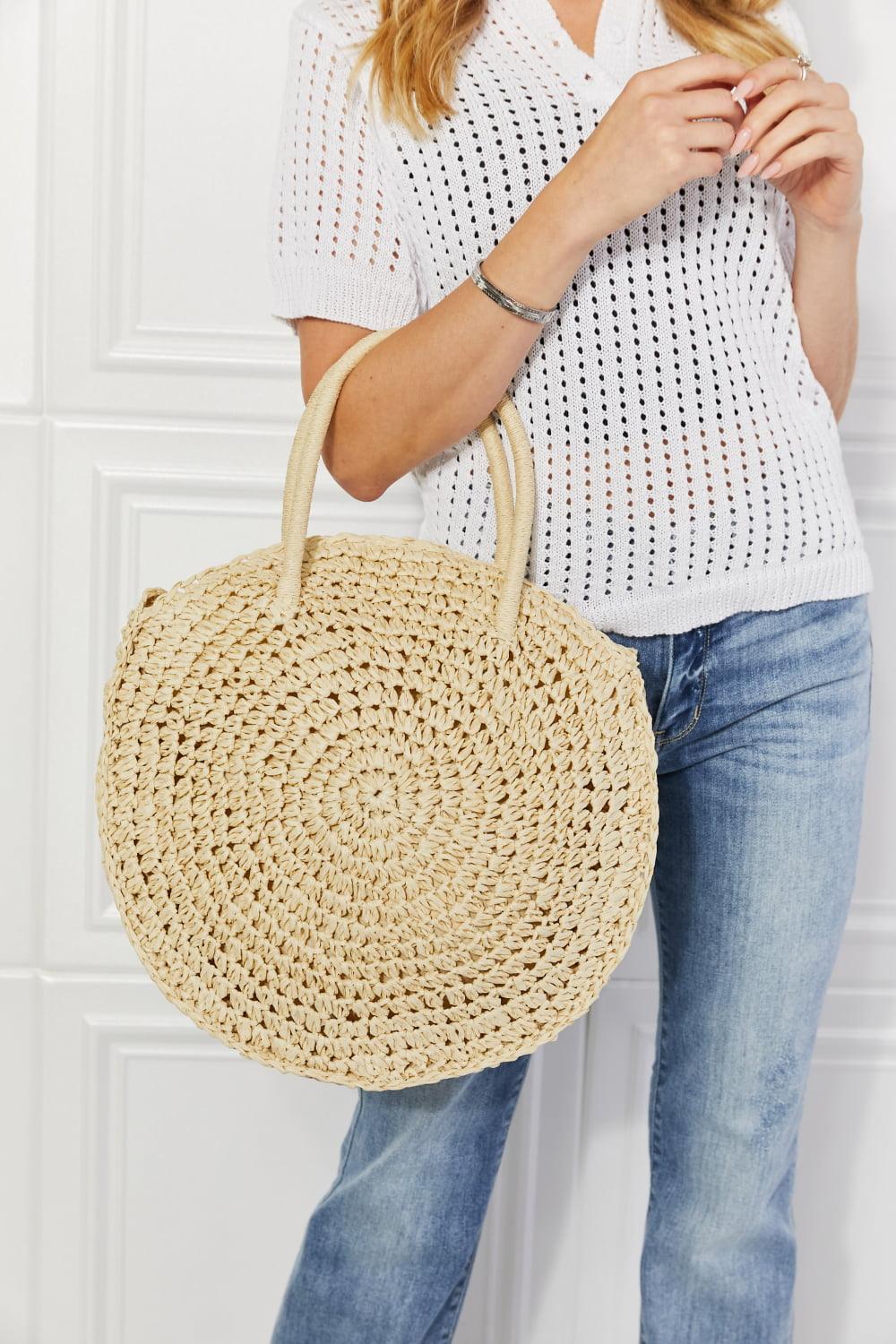 Justin Taylor Beach Date Straw Rattan Handbag in Ivory Carauana Store