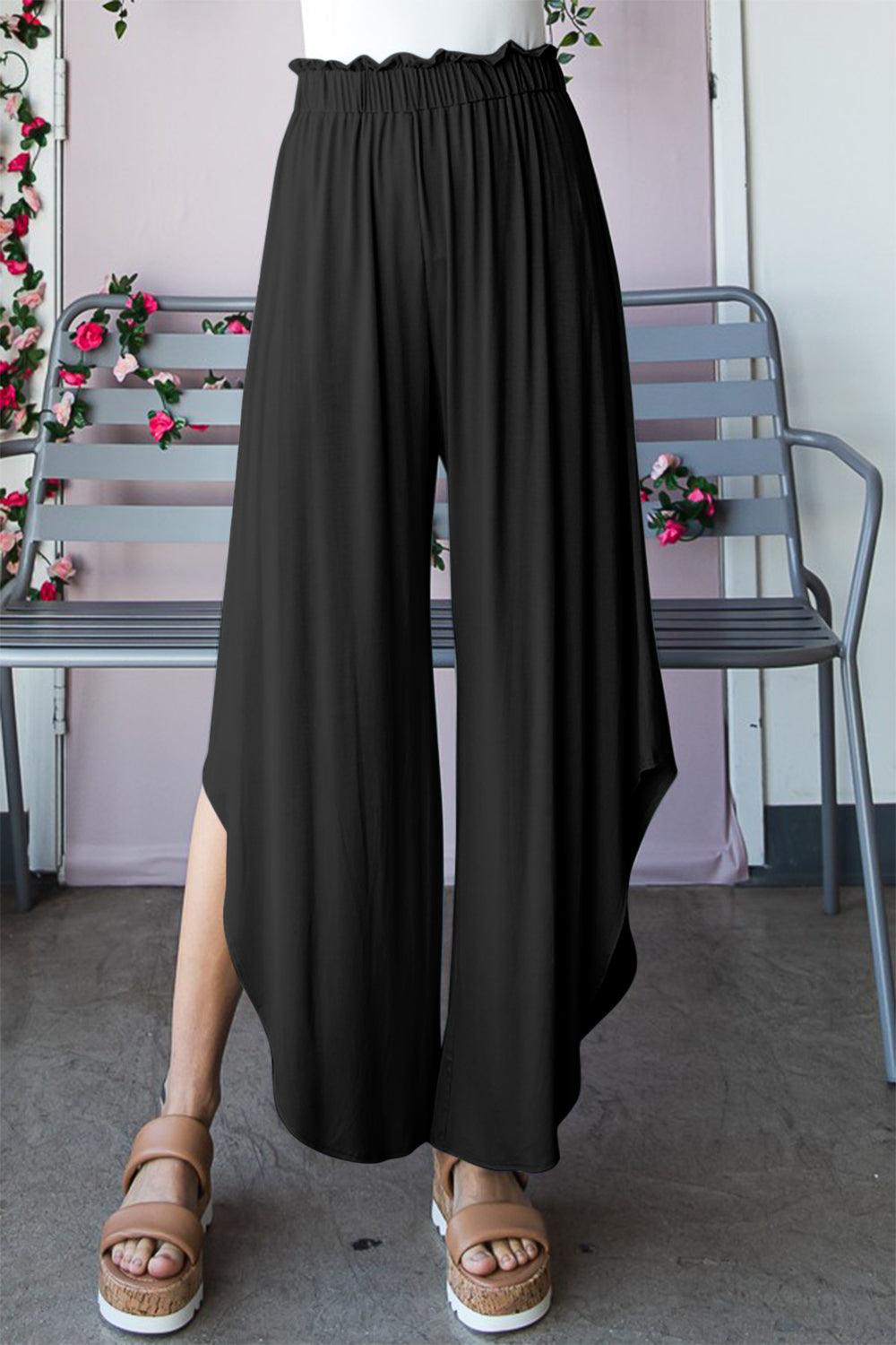 Heimish Full Size Frill Slit High Waist Wide Leg Pants Carauana Store