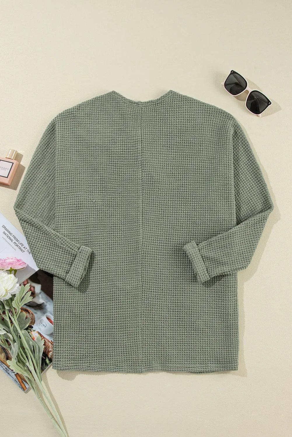 Waffle-Knit Open Front Long Sleeve Cover Up Carauana Store