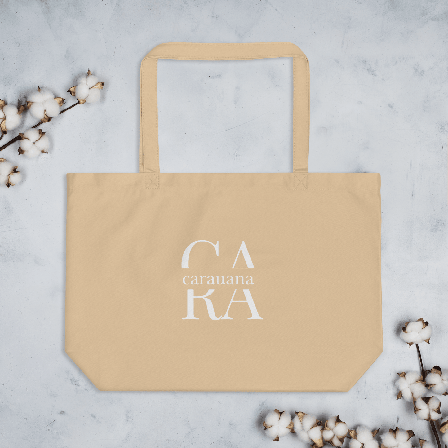 CARAUANA Large organic tote Bag Beige Carauana Store