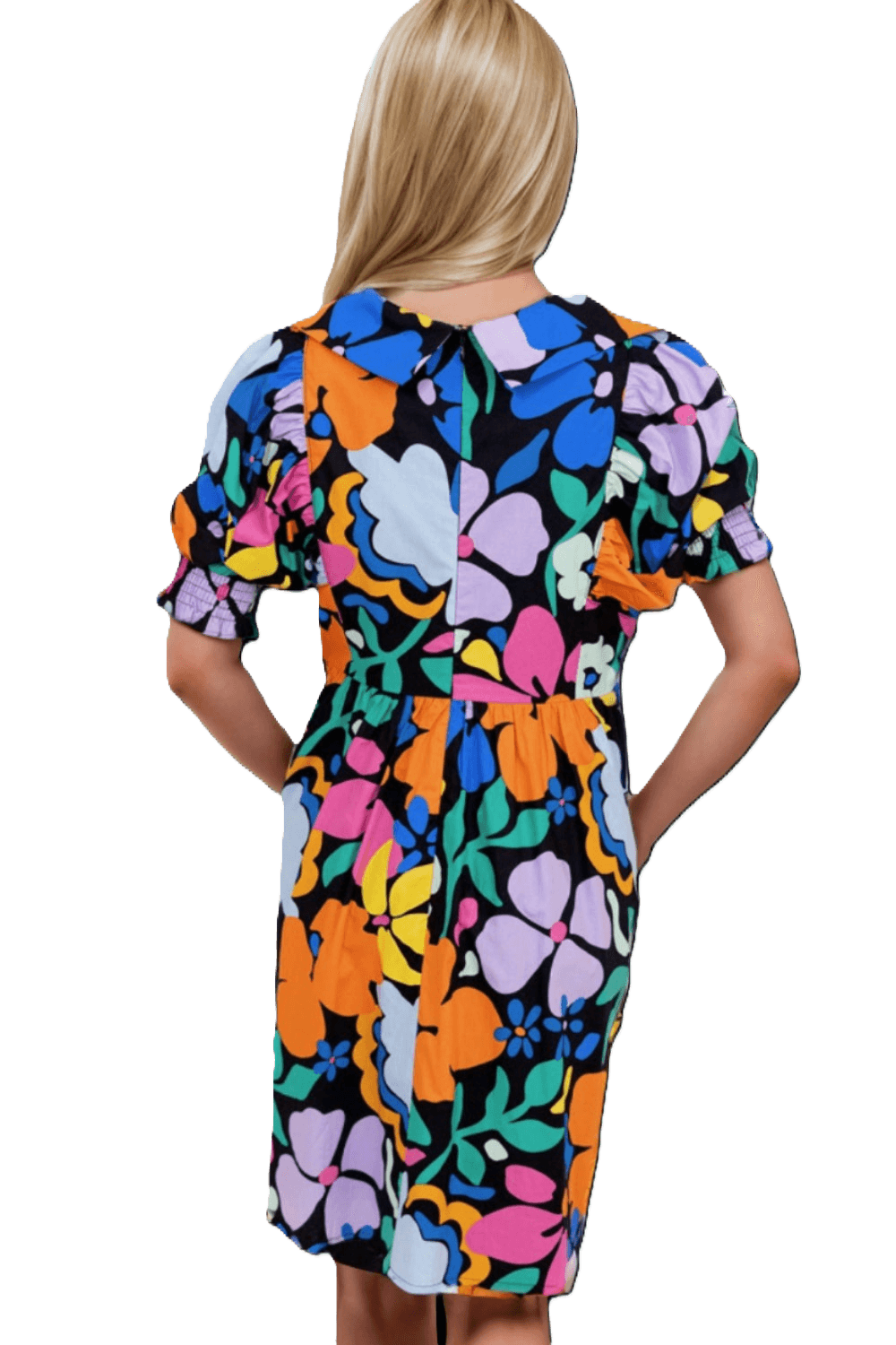 Printed Johnny Collar Half Sleeve Mini Dress Carauana Store