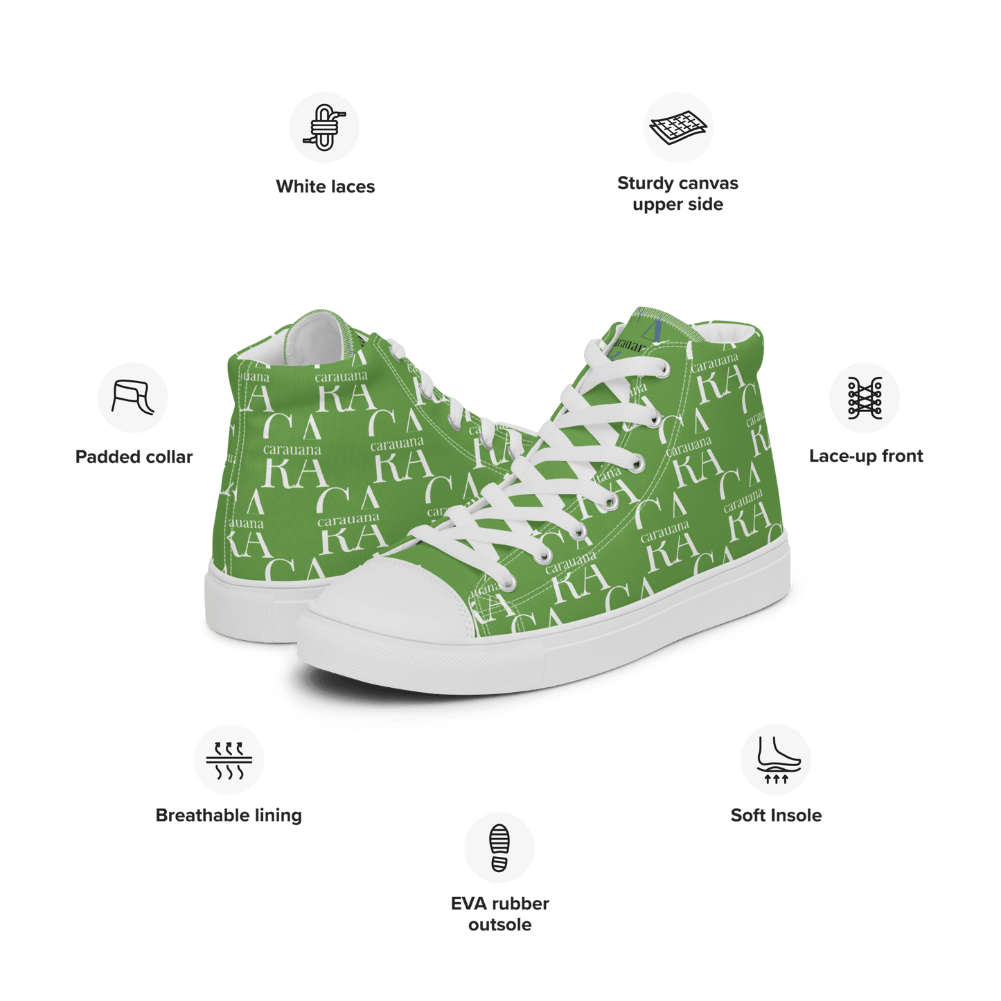 CARAUANA Hip Hop canvas shoes Green Branded Carauana Store