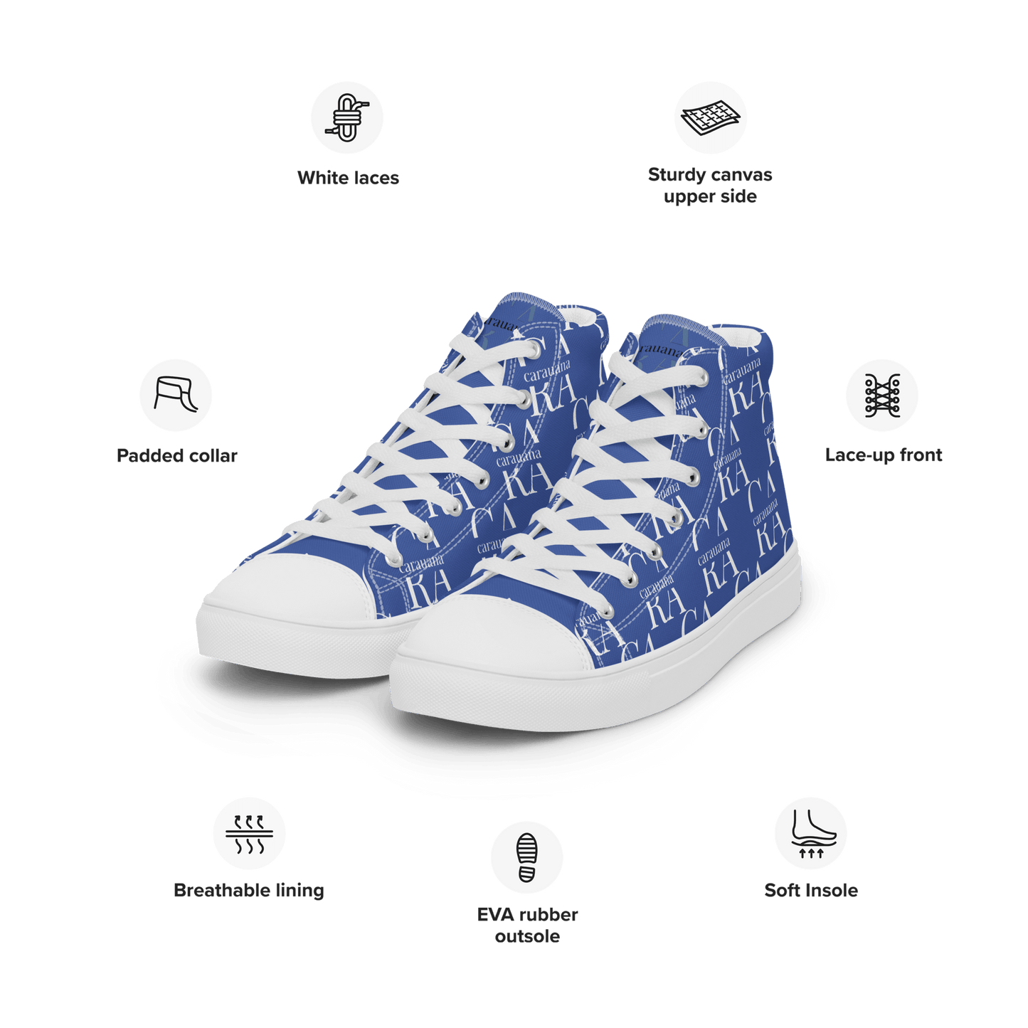 CARAUANA Hip Hop canvas shoes Blue Branded Carauana Store