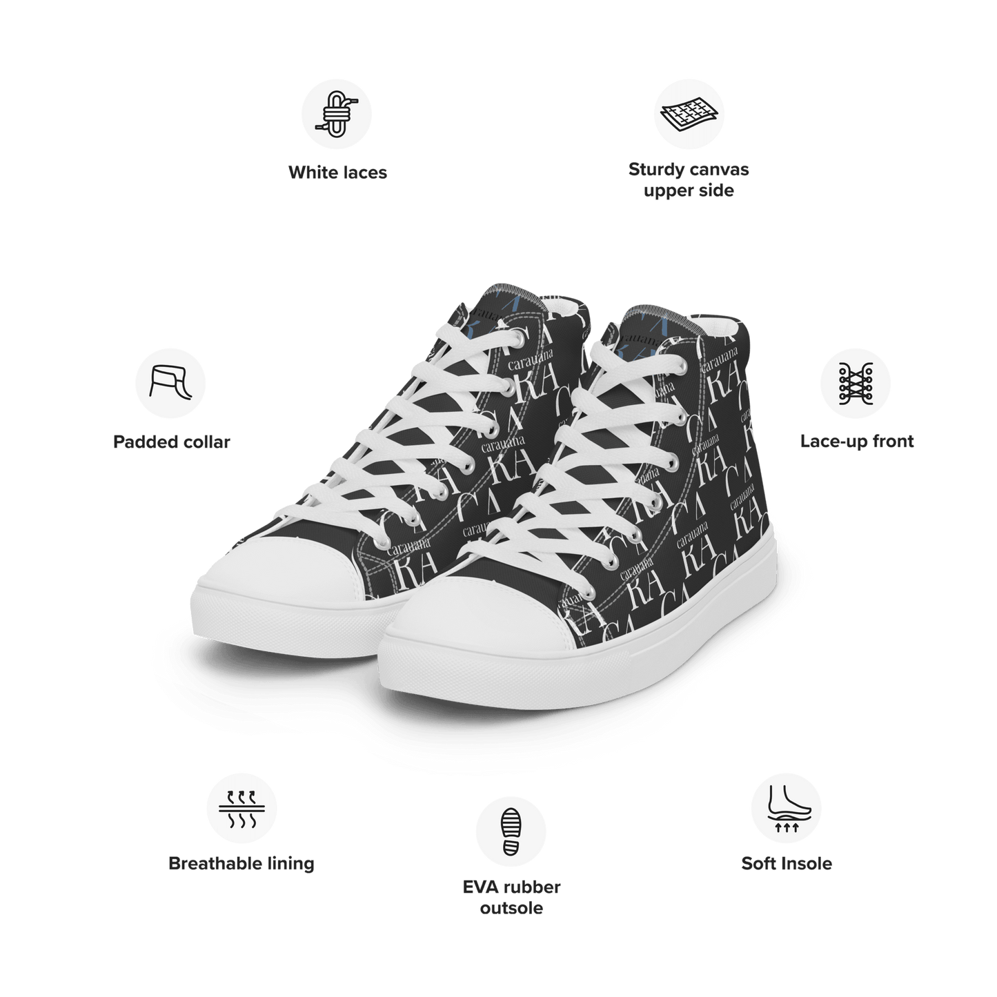 CARAUANA Hip Hop canvas shoes black Branded Carauana Store
