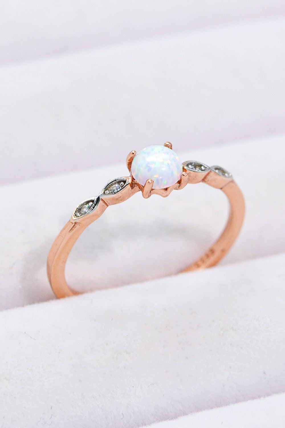 Opal Contrast Platinum-Plated Ring Carauana Store