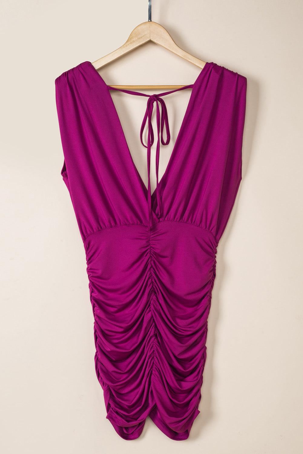 Ruched Surplice Sleeveless Wrap Dress Carauana Store