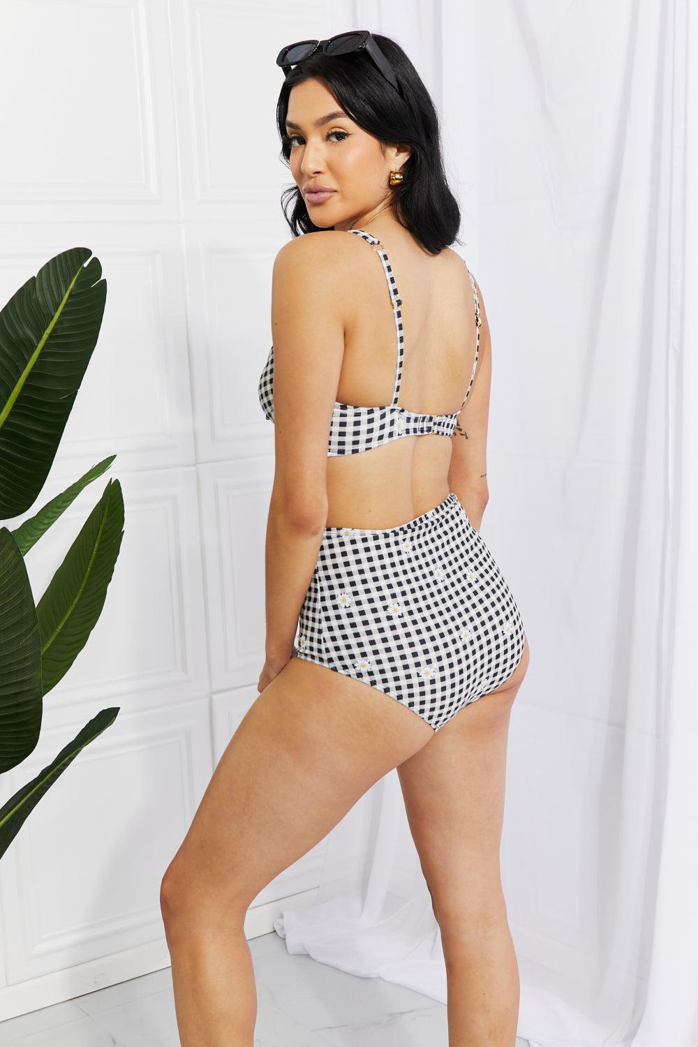 Marina West Swim Take A Dip Twist High-Rise Bikini in Black Carauana Store