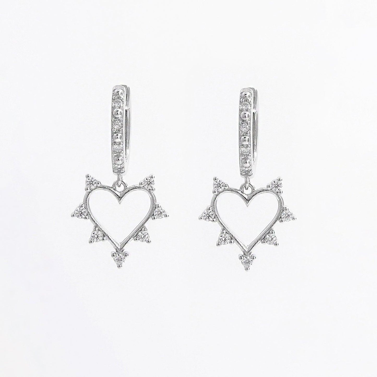 925 Sterling Silver Inlaid Zircon Heart Dangle Earrings Carauana Store