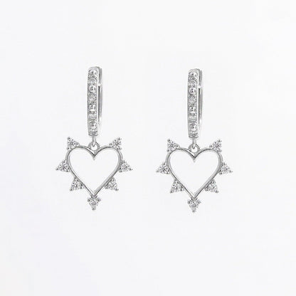 925 Sterling Silver Inlaid Zircon Heart Dangle Earrings Carauana Store