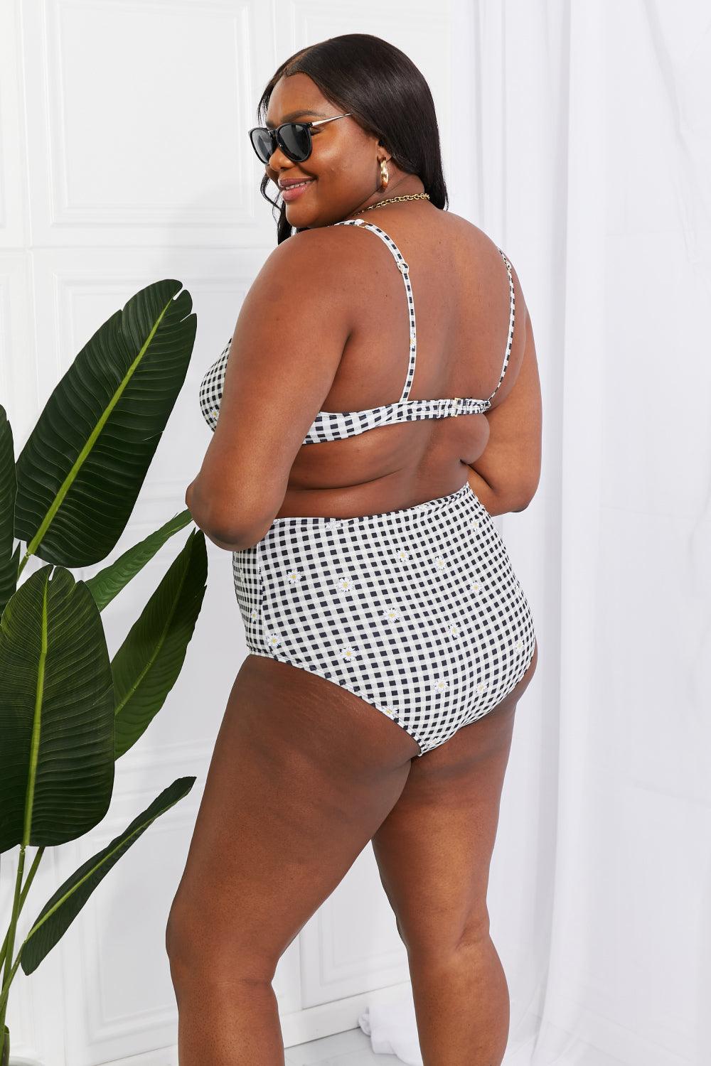 Marina West Swim Take A Dip Twist High-Rise Bikini in Black Carauana Store