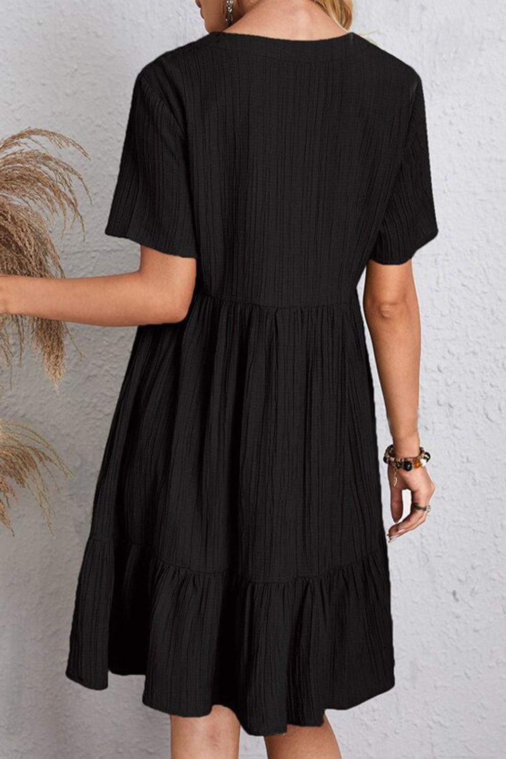Full Size Ruched V-Neck Short Sleeve Dress Carauana Store