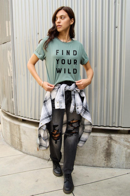 Simply Love Full Size FIND YOUR WILD Short Sleeve T-Shirt Carauana Store