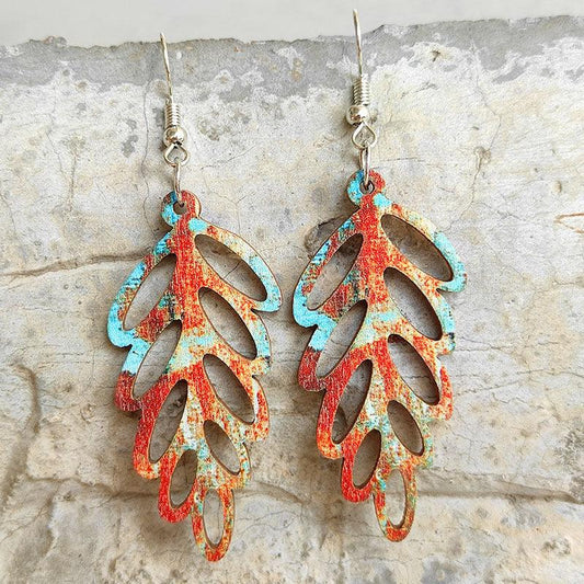 Leaf Shape Wooden Dangle Earrings Carauana Store