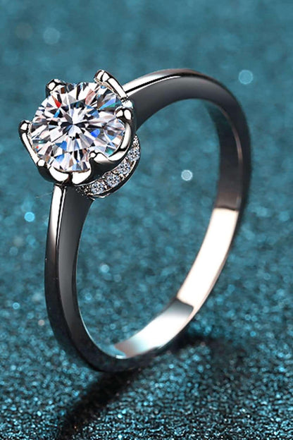 1 Carat Moissanite Rhodium-Plated Solitaire Ring Carauana Store