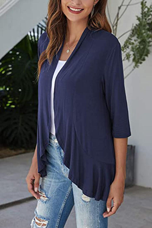 Open Front Three-Quarter Sleeve Cardigan Carauana Store