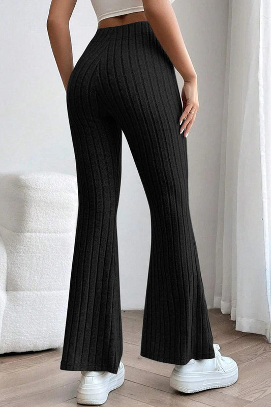 Basic Bae Full Size Ribbed High Waist Flare Pants Carauana Store