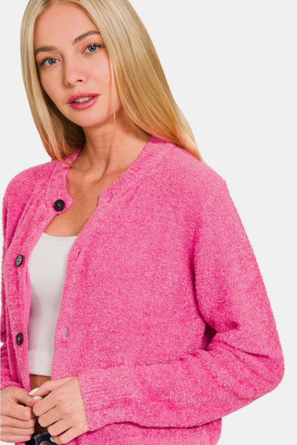 Zenana Button Down Long Sleeve Sweater Cardigan Carauana Store