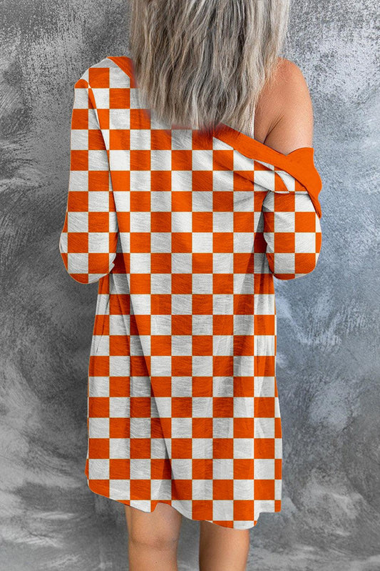 Checkered Button Up Long Cardigan Carauana Store