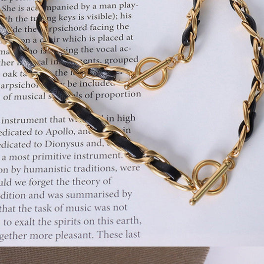 18K Gold-Plated Leather Chain Necklace Carauana Store