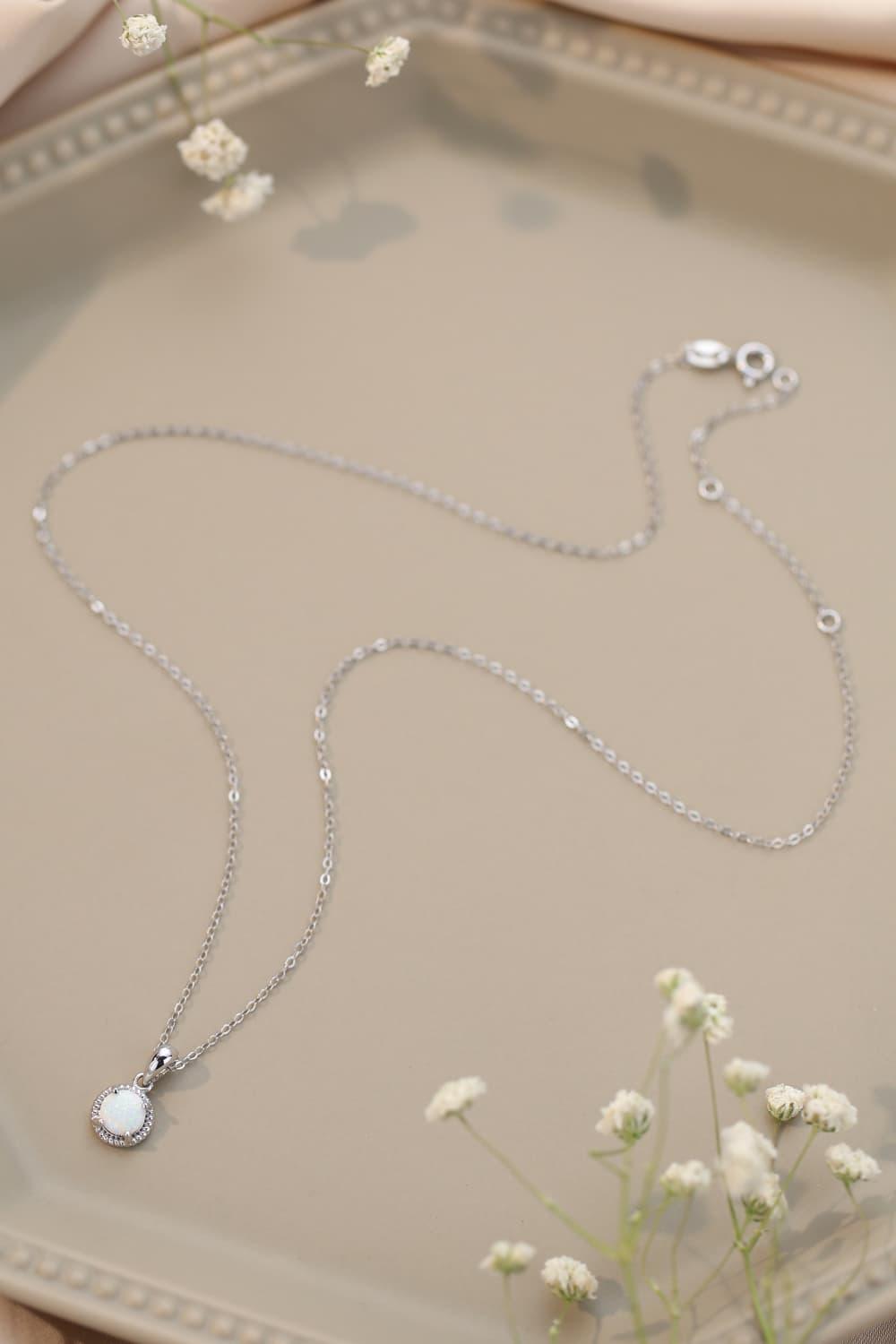 Opal Round Pendant Chain Necklace Carauana Store