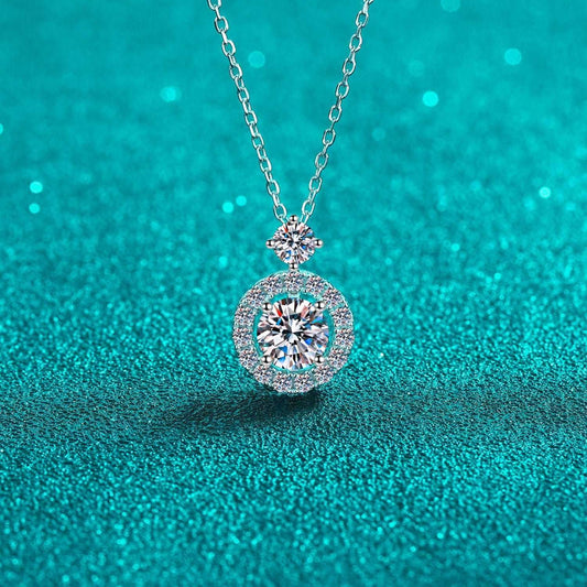 1 Carat Moissanite 925 Sterling Silver Necklace Carauana Store
